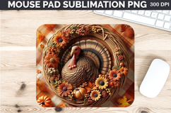 Watercolor Turkey Mouse Pad Sublimation - Thanksgiving PNG Product Image 1