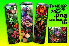 Sublimation Tumbler Wrap with Elegant Birds Design Product Image 1