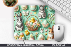 Bunny Mouse Pad Sublimation, Easter Bunny Mouse Pad PNG Product Image 1