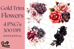 Gothic Floral PNG, Dark Aesthetic Flowers Clipart Print Product Image 1