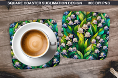 Flowers Coaster Sublimation, Spring Coaster PNG Design Product Image 1