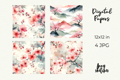 Sakura Blush Digital Paper Watercolor Seamless Pattern Product Image 2