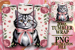 Cheerful thoughts 20oz tumbler wrap, Valentines Cat Product Image 1