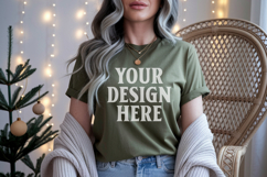 Bella Canvas 3001 Red Christmas Shirt Mockup, Trandy mockup Product Image 1