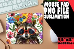 Raccoon &amp; Flowers Sublimation Wrap for Mouse Pad PNG Product Image 1