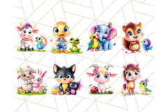 Cute Animal Friends Clipart PNG, Bright Spring Animal Duo Product Image 4