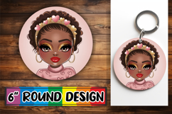 Whimsical Circle Ornaments Design, Afro Girl Product Image 1