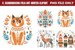 Scandinavian Folk Art Winter Clipart PNG Product Image 1