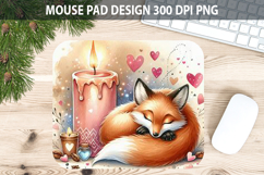 Watercolor Fox Mouse Pad Sublimation - Valentines PNG Product Image 1