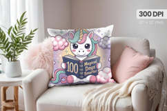 100 days of school Pillow Design, Teacher PNG Sublimation Product Image 1