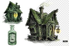 Watercolor Secret Witch Cottage Clipart Product Image 1