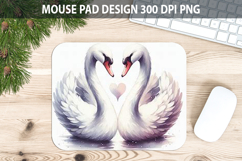 Watercolor Swans Mouse Pad Sublimation - Valentines PNG Product Image 1