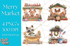 Cute Christmas Market Stall Clipart for Crafts PNG Product Image 1