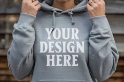 Charcoal Gildan 18500 Hoodie Mockup, G18000 Hoodie Model moc Product Image 1