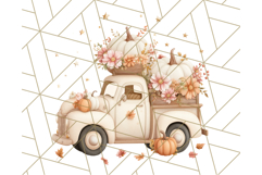Vintage Truck Pumpkin and Fall Flowers PNG Clipart, Autumn Product Image 4
