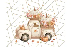 Vintage Truck Pumpkin and Fall Flowers PNG Clipart, Autumn Product Image 4