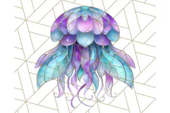 Stained Glass Sea Creatures PNG Clipart, Ocean Fantasy Product Image 4