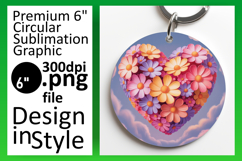 Vibrant Round Design Car Coaster PNG , Flowers Heart Product Image 1