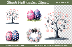 Black Pink Easter Clipart PNG Product Image 1