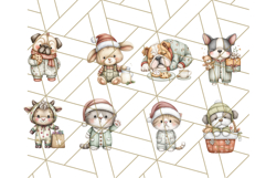 Christmas Pets in Pajamas Clipart PNG, Christmas Png Clipart Product Image 8