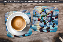Snowman Coaster Sublimation, Christmas Coaster PNG Design Product Image 1