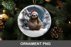 3D christmas ornament - sloth wearing santa hat Product Image 1