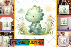 Radiant TSHIRT Gift Ideas PNG, Cute Dino Product Image 1