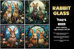 Rabbits Stained Glass Square Coaster - 4 Variation Product Image 2