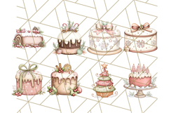 Christmas Cake Clipart PNG, Cottagecore Holiday Desserts Product Image 8
