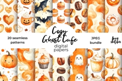 Cozy Ghost Cafe Halloween Seamless Digtal Papers Bundle Product Image 1
