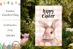 Pink Easter Garden Flag, Cute Easter Bunny Sublimation Product Image 1