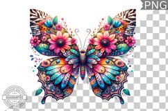 Vibrant Floral Butterfly Sublimation - Clipart PNG Design Product Image 1