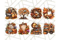 Autumn Library Clipart PNG, Cozy Fall Book Art Product Image 4