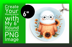 Stylish Round Design for Keychains , Cute Ghost Product Image 1