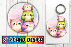 Sweet Circle Coasters Design PNG, Cute Animals Product Image 1