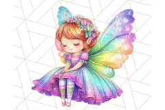 Pastel Fairy Clip Art PNG With Glitter, Rainbow Fairy Png Product Image 4