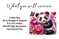 Valentine's Day Panda Tumbler Wrap Sublimation Design Product Image 2