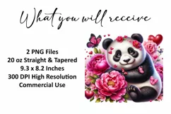 Valentine's Day Panda Tumbler Wrap Sublimation Design Product Image 2