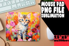 Sweet Cat in Flowers Mouse Pad Design PNG Product Image 1