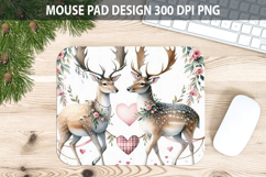 Watercolor Deer Mouse Pad Sublimation - Valentines PNG Product Image 1