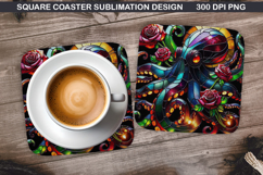 Jellyfish Coaster Sublimation, Valentine Coaster PNG Design Product Image 1