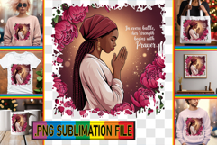 Cheerful PNG Sublimation Art, Praying Woman Product Image 1