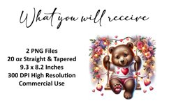 Valentine's Day Bear Tumbler Wrap Sublimation Design Product Image 2