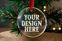 Acrylic Christmas Ornament Mockups | Clear Holiday Ornament Product Image 1
