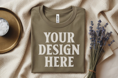 Heather Mauve Folded Bella Canvas 3001 Flat Lay T-Shirt Mock Product Image 1