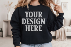 Black Gildan 18000 Crewnwck Sweatshirt Mockup, gildan 18000 Product Image 1