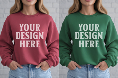 Christmas Gildan18000 Couple Mockup , Couple mockup Product Image 1