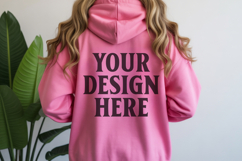 Pink Gildan 18500 Hoodie Sweatshirt Mockup, Unisex Hoodie Product Image 1
