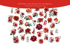 68 Red Rose Watercolor Flower Clipart Product Image 2