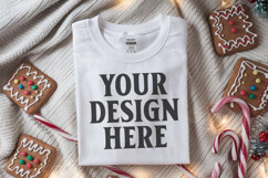 Gildan 64000 White Folded Christmas Flat Lay T-shirt Product Image 1